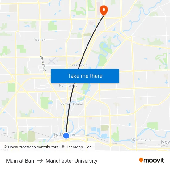 Main at Barr to Manchester University map