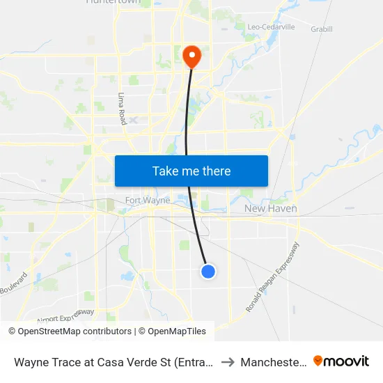 Wayne Trace at Casa Verde St (Entrance To Southwick Village) (Sb) to Manchester University map