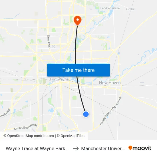 Wayne Trace at Wayne Park (Sb) to Manchester University map