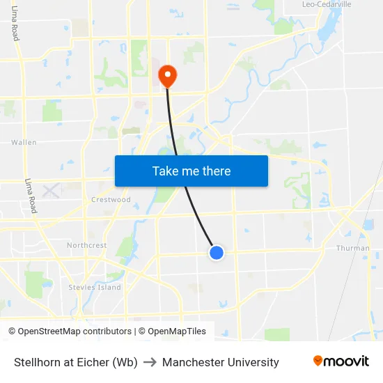 Stellhorn at Eicher (Wb) to Manchester University map