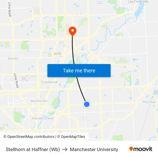 Stellhorn at Haffner (Wb) to Manchester University map