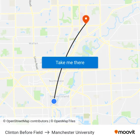 Clinton Before Field to Manchester University map