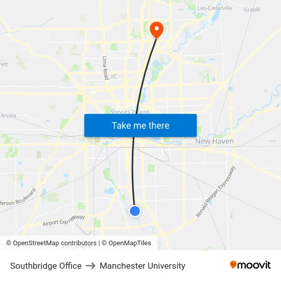 Southbridge Office to Manchester University map