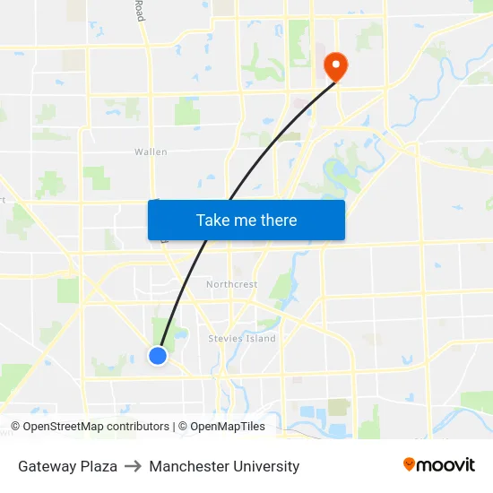Gateway Plaza to Manchester University map