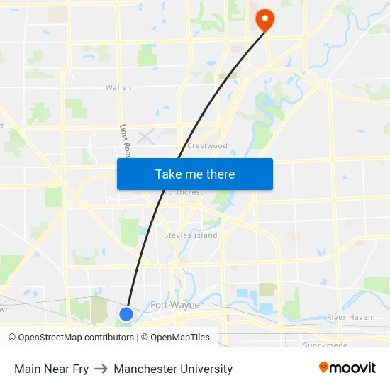 Main Near Fry to Manchester University map