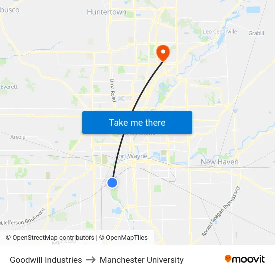 Goodwill Industries to Manchester University map