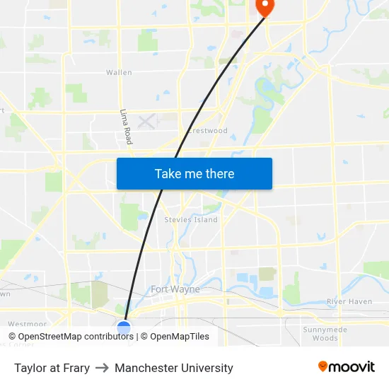 Taylor at Frary to Manchester University map