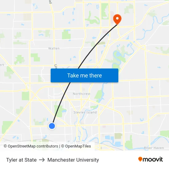 Tyler at State to Manchester University map