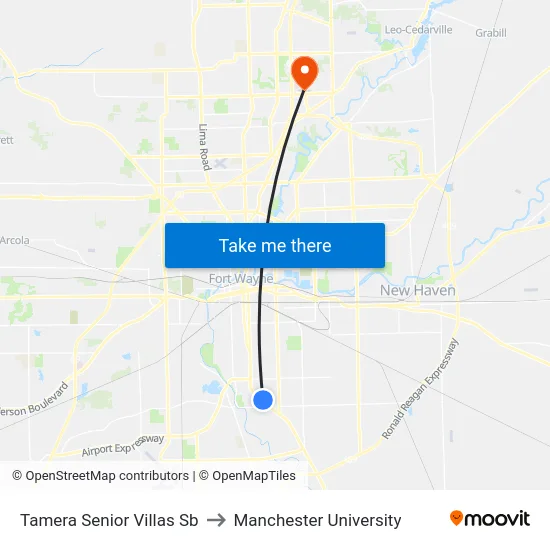 Tamera Senior Villas Sb to Manchester University map
