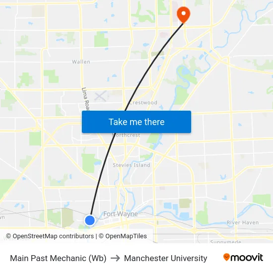 Main Past Mechanic (Wb) to Manchester University map