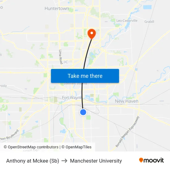 Anthony at Mckee (Sb) to Manchester University map
