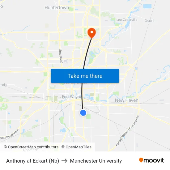 Anthony at Eckart (Nb) to Manchester University map