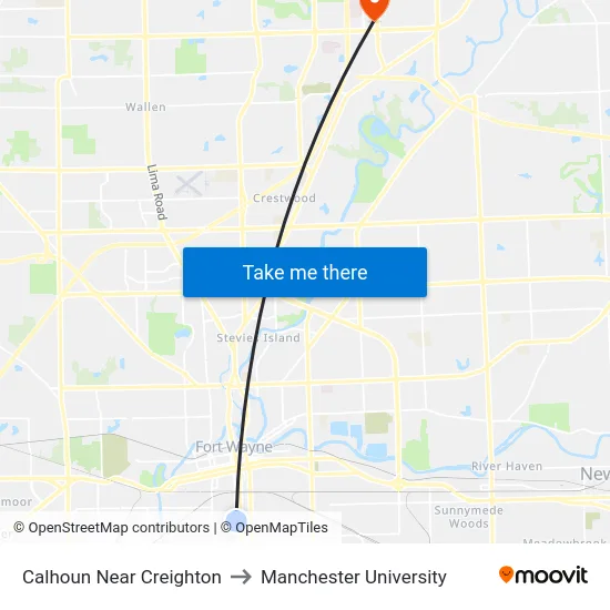 Calhoun Near Creighton to Manchester University map