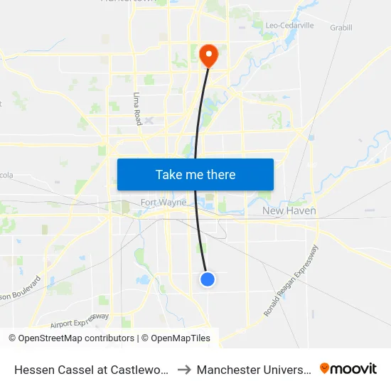 Hessen Cassel at Castlewood to Manchester University map