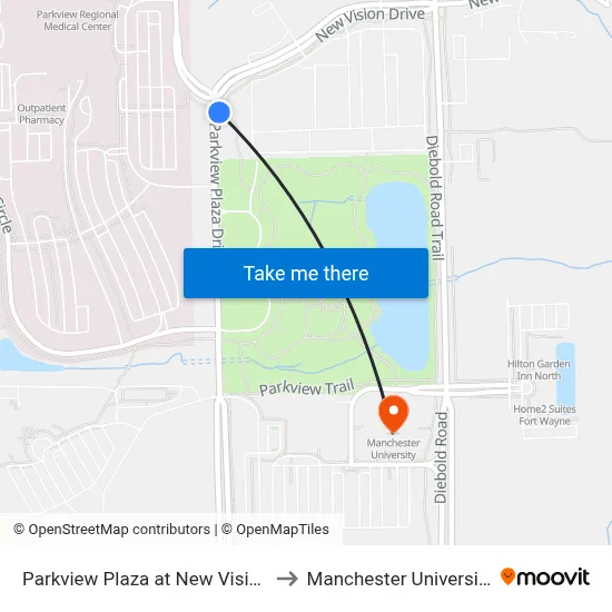Parkview Plaza at New Vision to Manchester University map