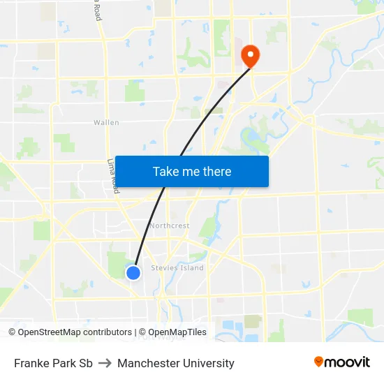 Franke Park Sb to Manchester University map