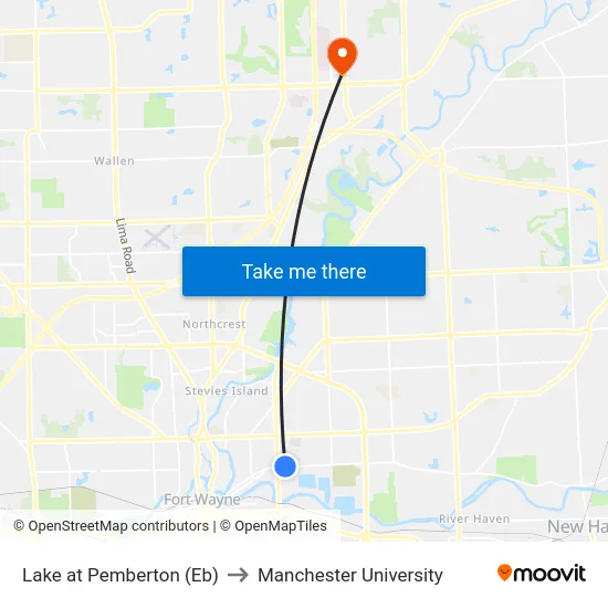 Lake at Pemberton (Eb) to Manchester University map