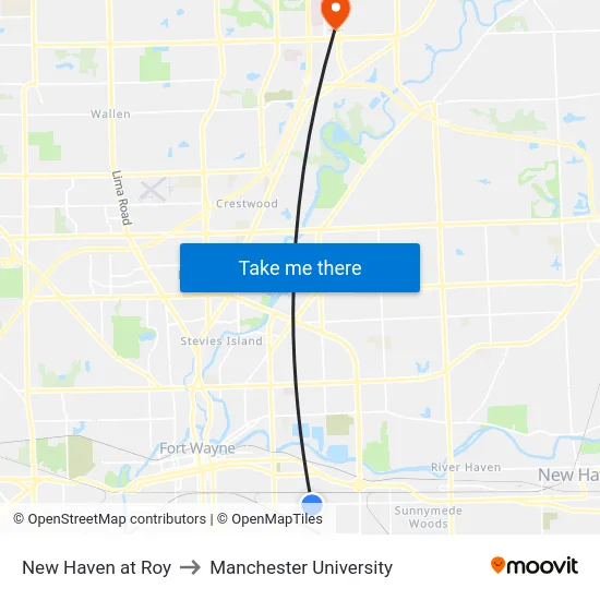 New Haven at Roy to Manchester University map