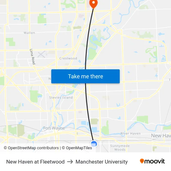 New Haven at Fleetwood to Manchester University map