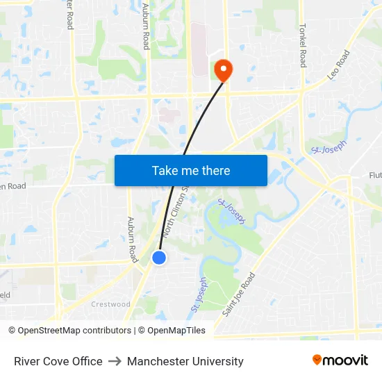 River Cove Office to Manchester University map