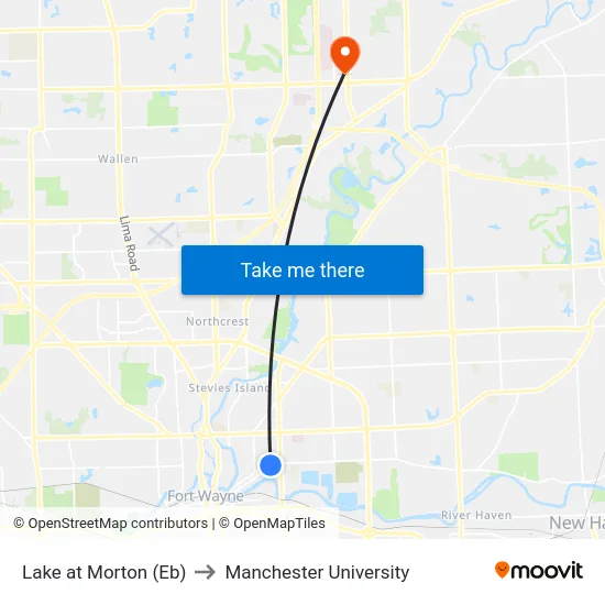 Lake at Morton (Eb) to Manchester University map