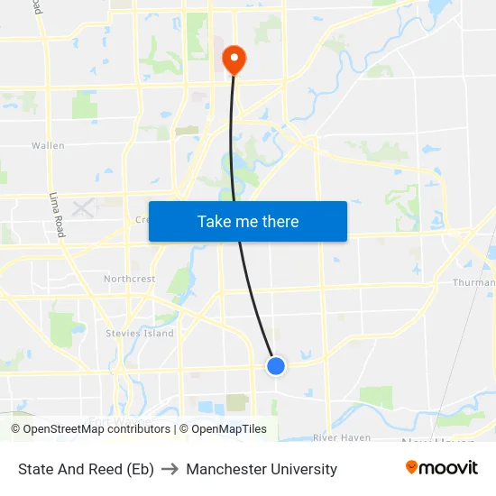 State And Reed (Eb) to Manchester University map