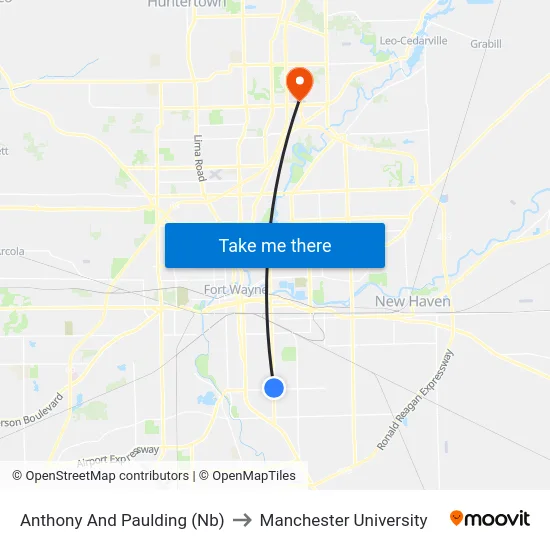 Anthony And Paulding (Nb) to Manchester University map