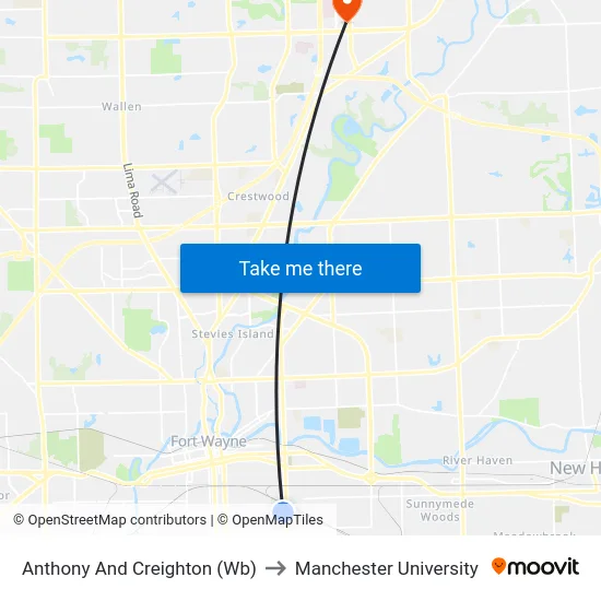 Anthony And Creighton (Wb) to Manchester University map