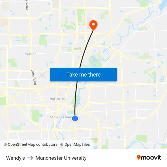 Wendy's to Manchester University map