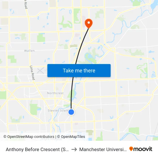 Anthony Before Crescent (Sb) to Manchester University map