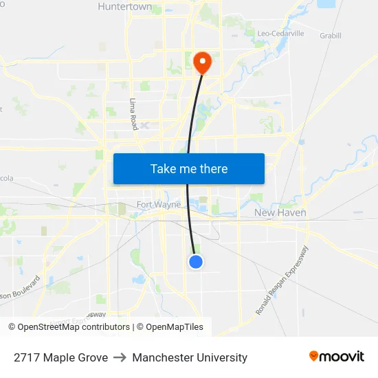 2717 Maple Grove to Manchester University map