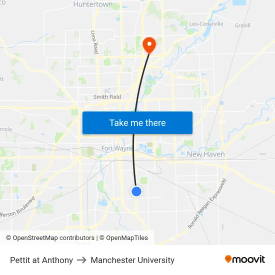 Pettit at Anthony to Manchester University map