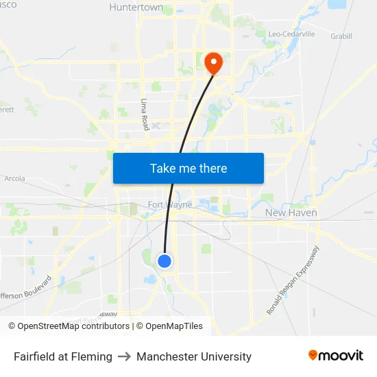 Fairfield at Fleming to Manchester University map