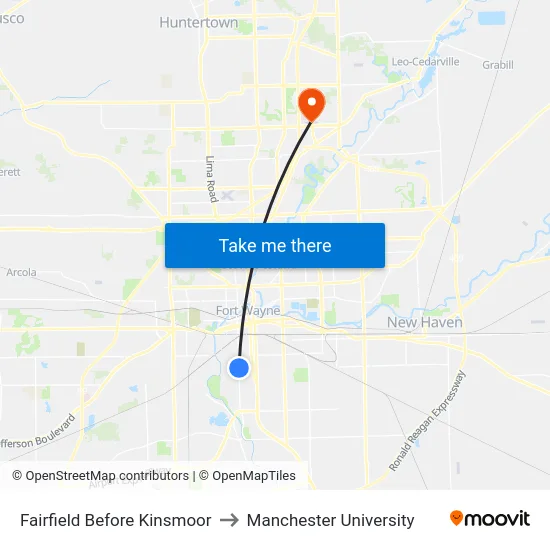 Fairfield Before Kinsmoor to Manchester University map