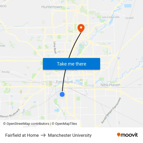 Fairfield at Home to Manchester University map