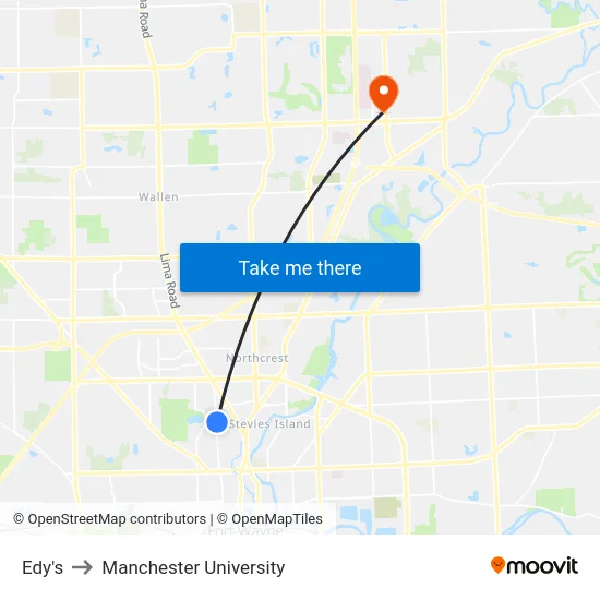 Edy's to Manchester University map