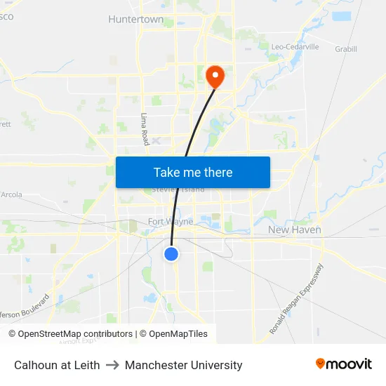 Calhoun at Leith to Manchester University map