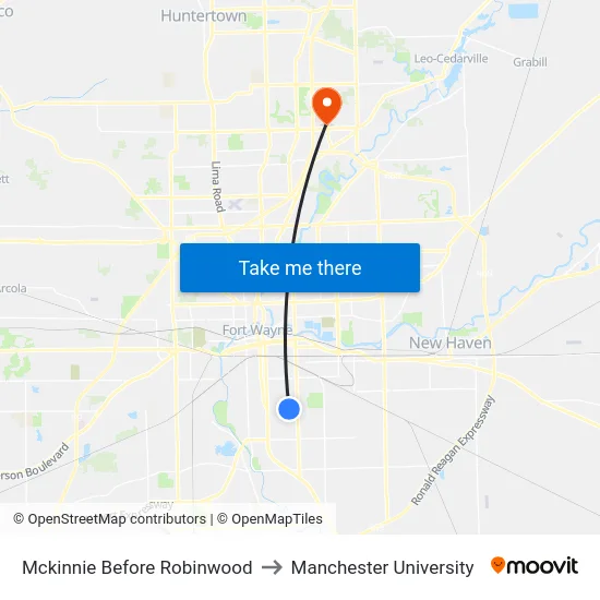 Mckinnie Before Robinwood to Manchester University map