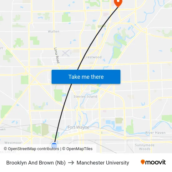 Brooklyn And Brown (Nb) to Manchester University map