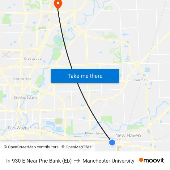 In-930 E Near Pnc Bank (Eb) to Manchester University map
