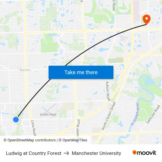 Ludwig at Country Forest to Manchester University map