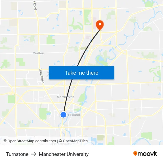 Turnstone to Manchester University map