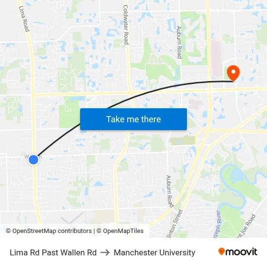 Lima Rd Past Wallen Rd to Manchester University map