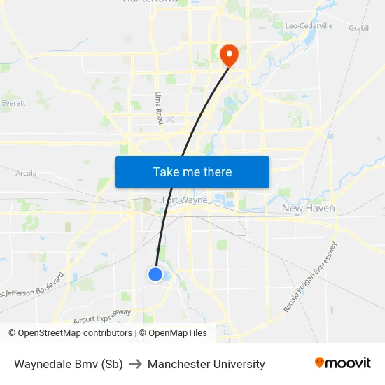Waynedale Bmv (Sb) to Manchester University map