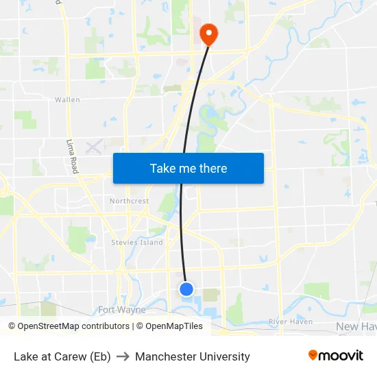 Lake at Carew (Eb) to Manchester University map