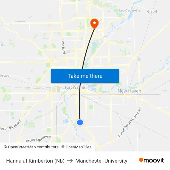 Hanna at Kimberton (Nb) to Manchester University map