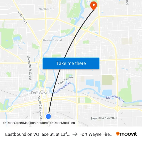 Hobson at Timberhill to Fort Wayne Fireworks map