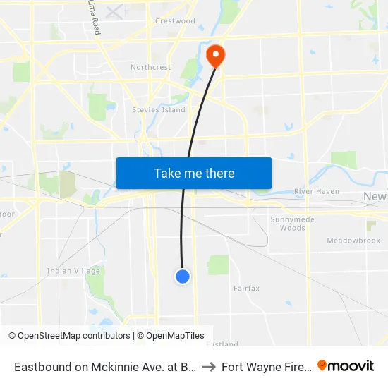 Hobson at Timberhill to Fort Wayne Fireworks map