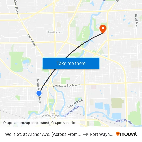 Wells St. Past Archer Ave. to Fort Wayne Fireworks map