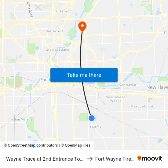 Wayne Trace at 2nd Entrance To Apts. (Sb) to Fort Wayne Fireworks map